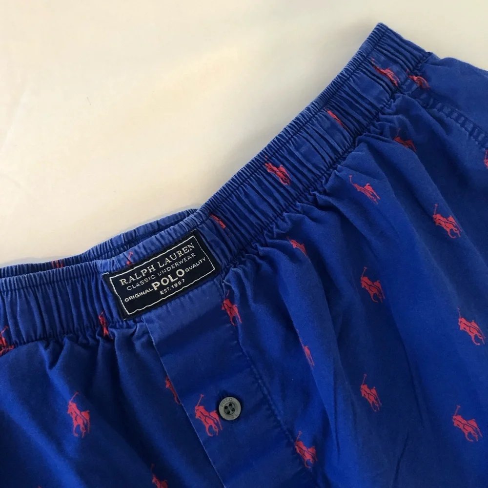 Polo by Ralph Lauren Blue Boxer Shorts with Red Pony Motif
